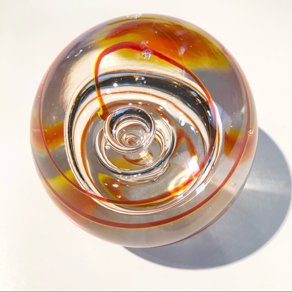 Vintage art glass red and orange swirl paper weight (1.8lbs) - Picture 4 of 7